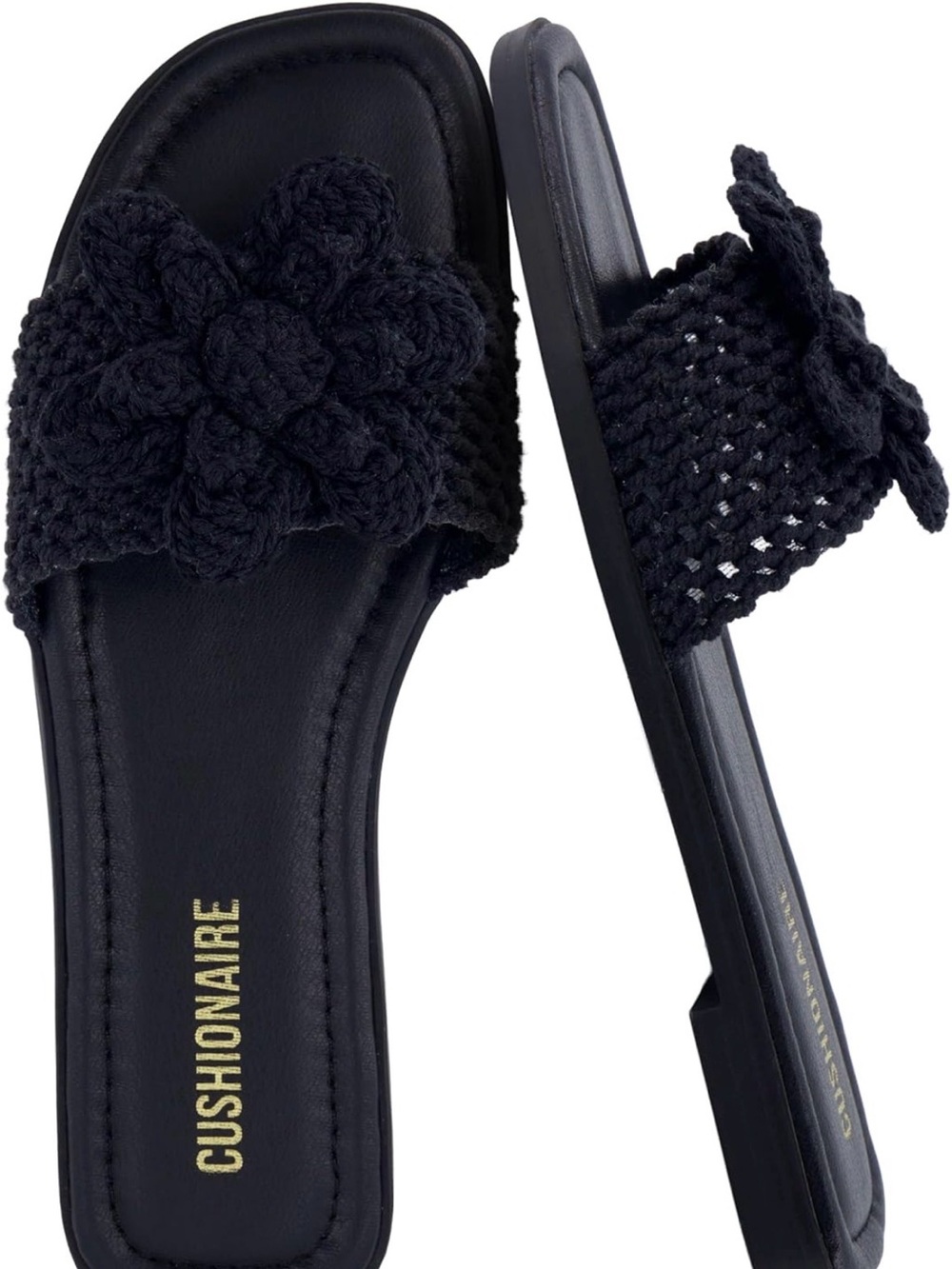 Women's Black Crochet Slide Sandals